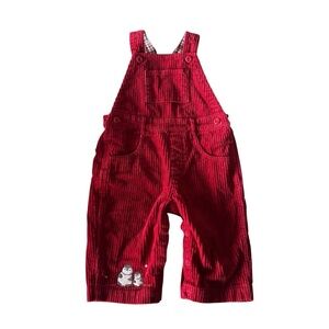 Gymboree Red Corduroy Overall Owls Baby Boy 6-12M